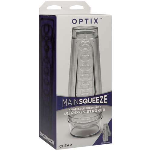 Main Squeeze-Pop-Off Optix Clear Stroker