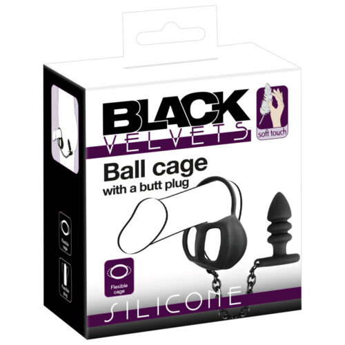 Black Velvets-Ball Cage With Butt Plug