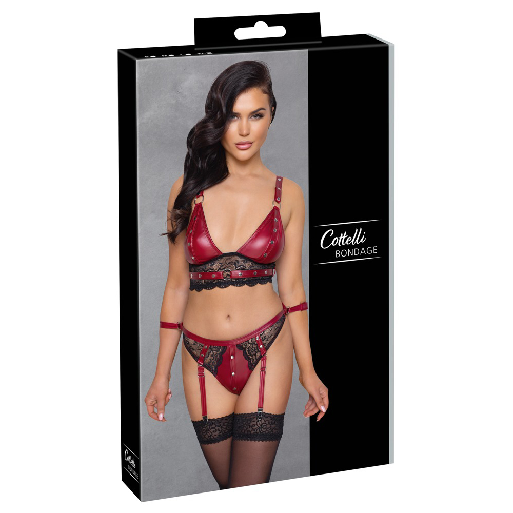 C.C. Bondage-Bh-Set Rood-Zwart Medium