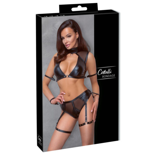 C.C. Bondage-Body Zwart Wetlook Medium