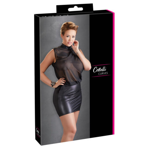 C.C. Currves-Mini Jurkje Met Wetlook Rok Xl