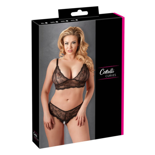 C.C. Curves-Bra And G-String 2xl Zwart