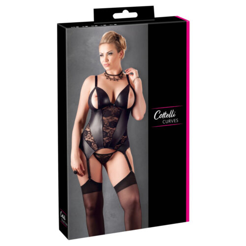 C.C. Curves-Zwarte Body Met Open Cups Xl