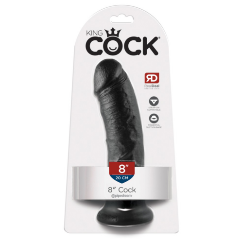 King Cock-Flesh 8 Inch Zwart-20cm