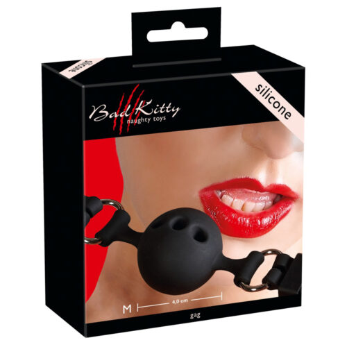 Bad Kitty-Siliconen Ball Gag Met Gaatjes Zwart