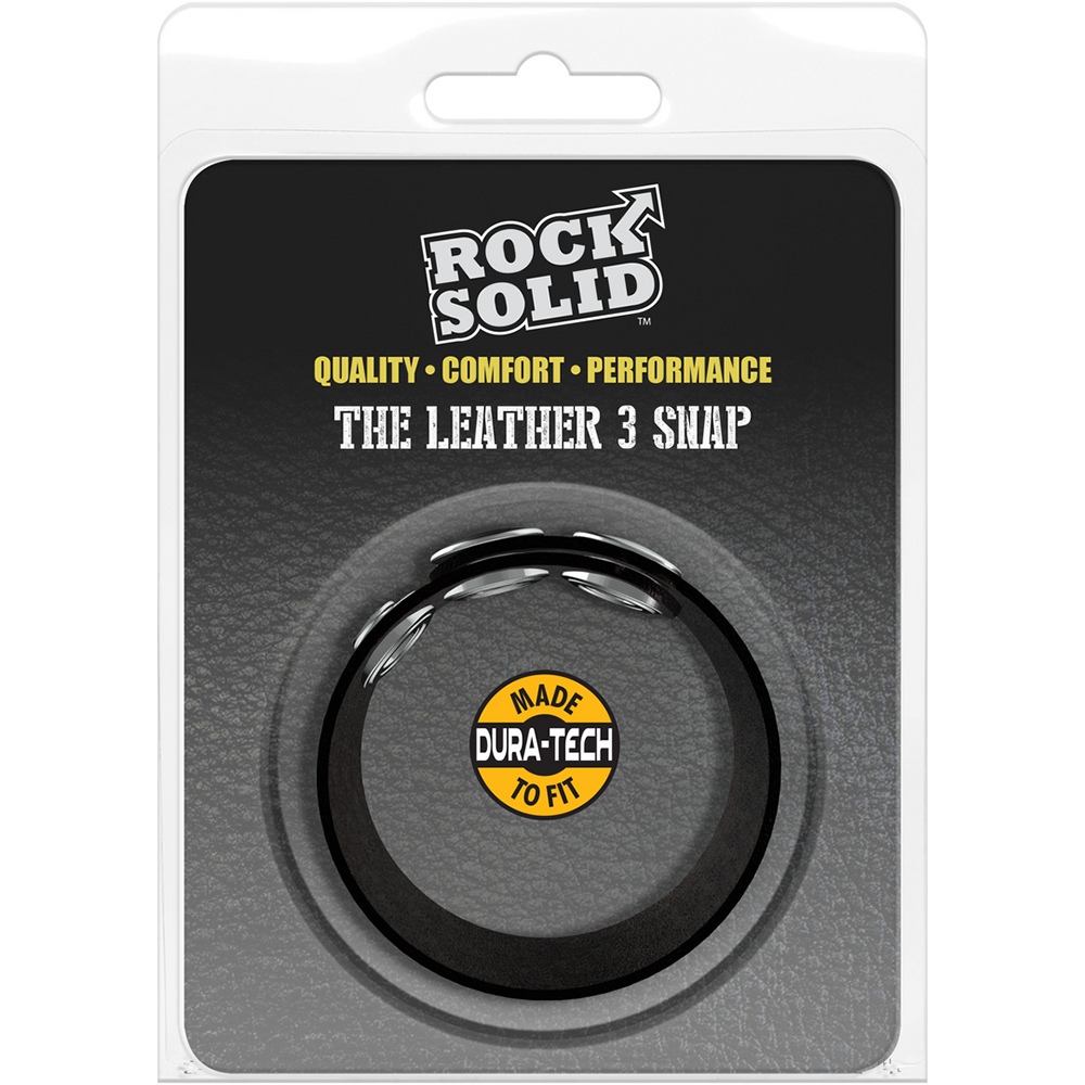 Rock Solid-The Leather 3 Snap - Leather Cockring