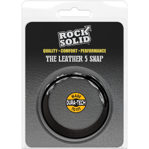 Rock Solid-The Leather 5 Snap - Leather Cockring