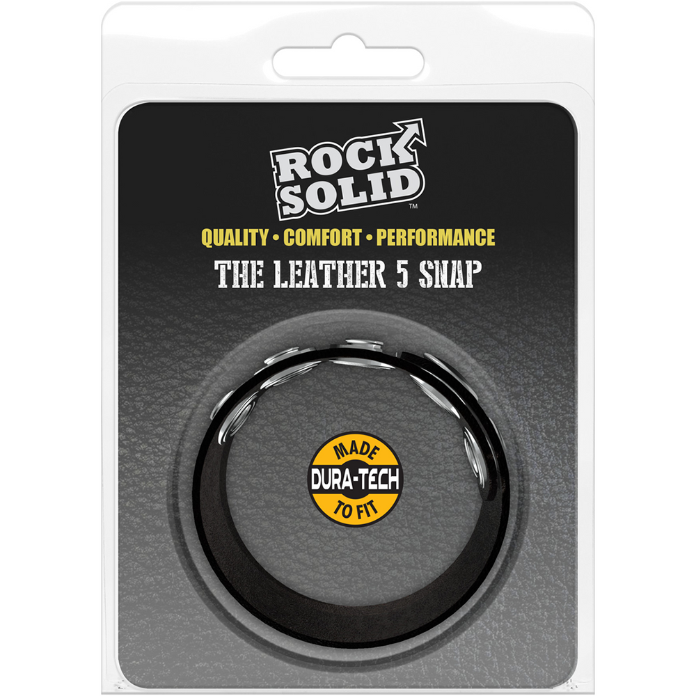 Rock Solid-The Leather 5 Snap - Leather Cockring