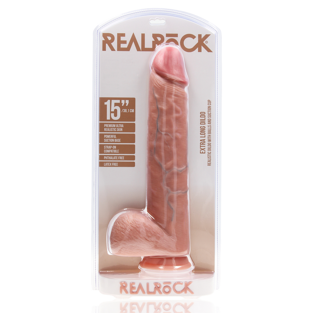 RealRock-Extra Large Straight with Balls 15" / 38 cm - Flesh