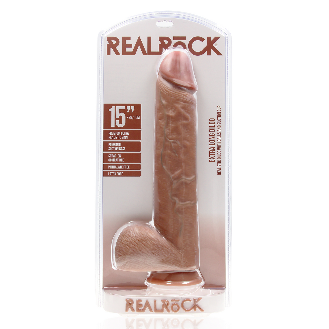 RealRock-Extra Large Straight with Balls 15" / 38 cm - Tan